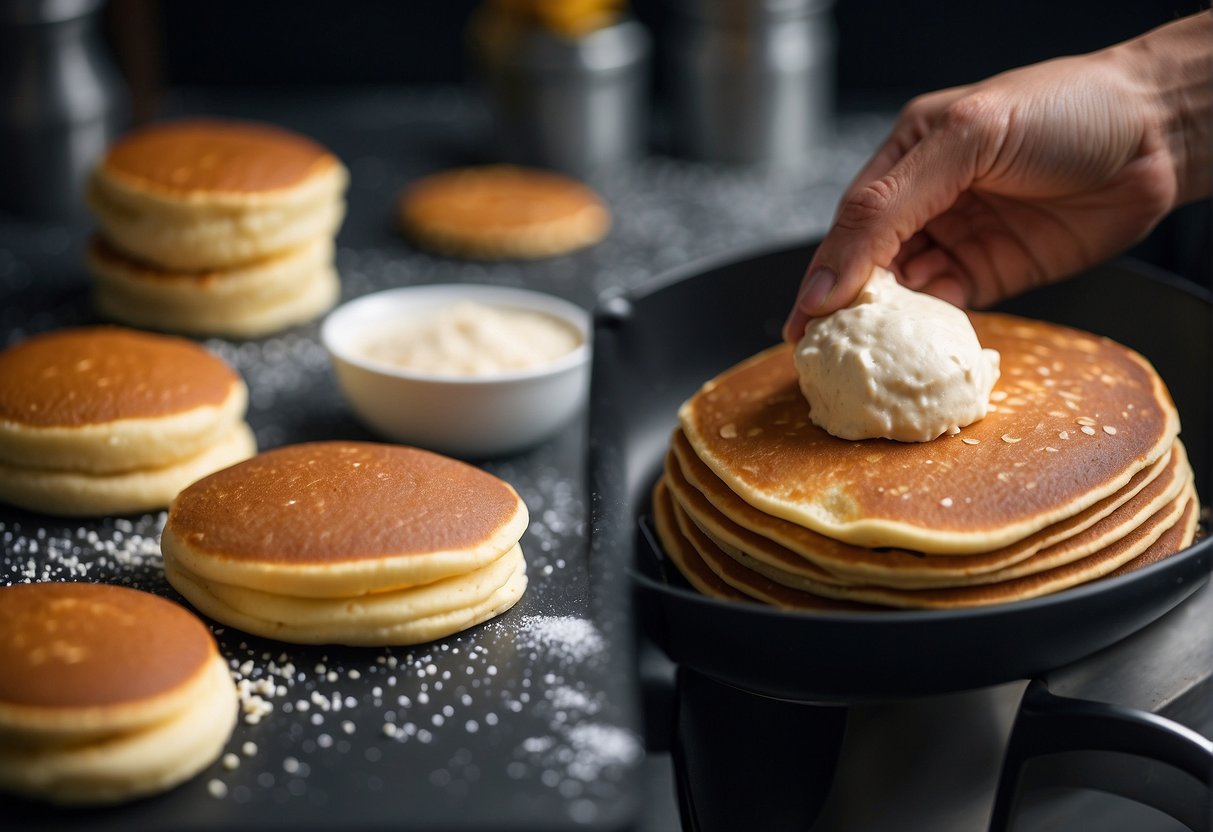 Mixing and frying protein powder pancakes