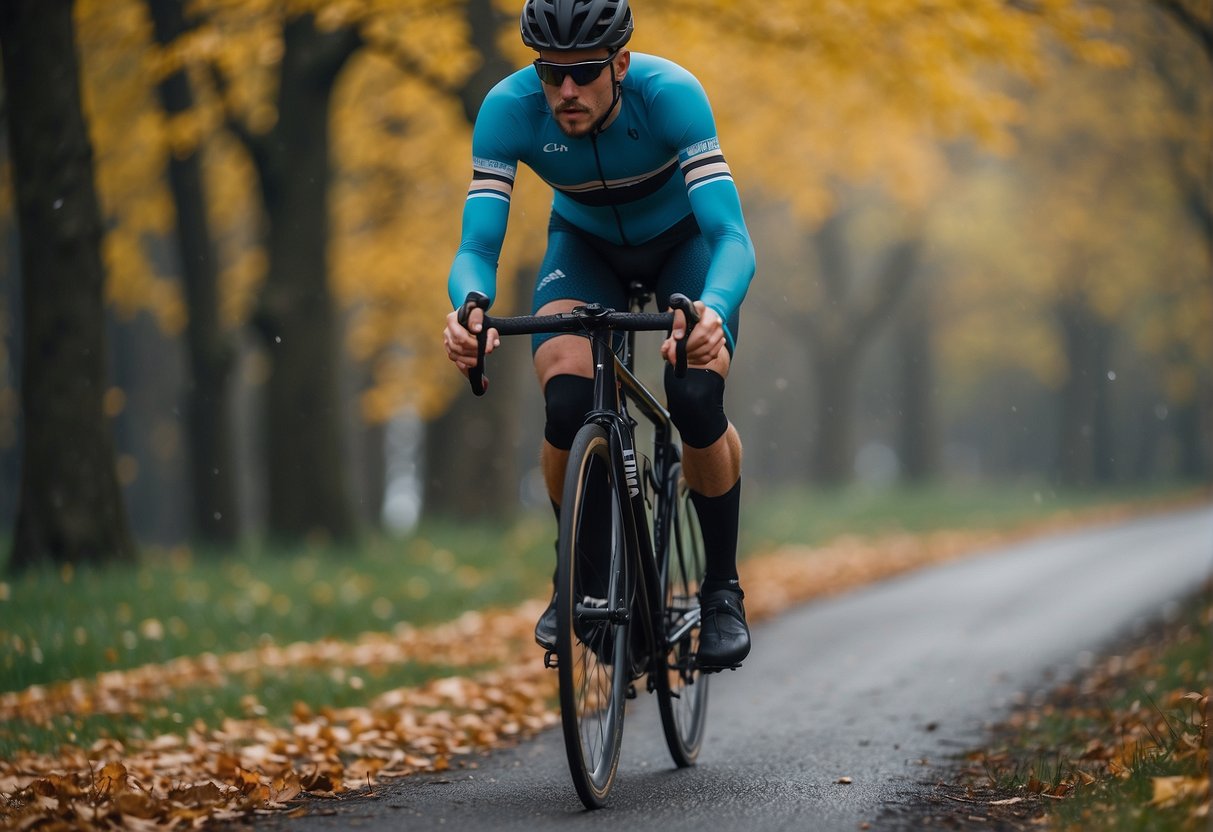 A cyclist training through the seasons, with changing landscapes and weather conditions