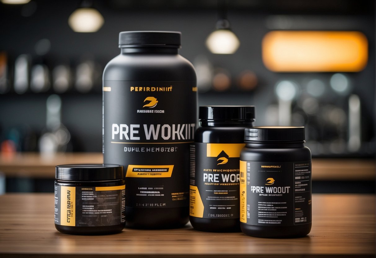 A table displaying various pre-workout products with brand logos and comparison charts