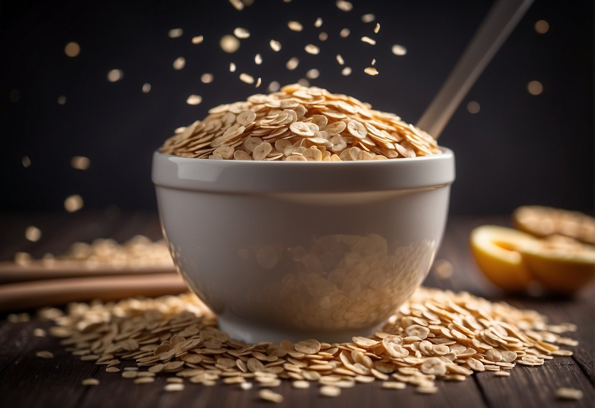 A bowl of oatmeal with protein powder being stirred in